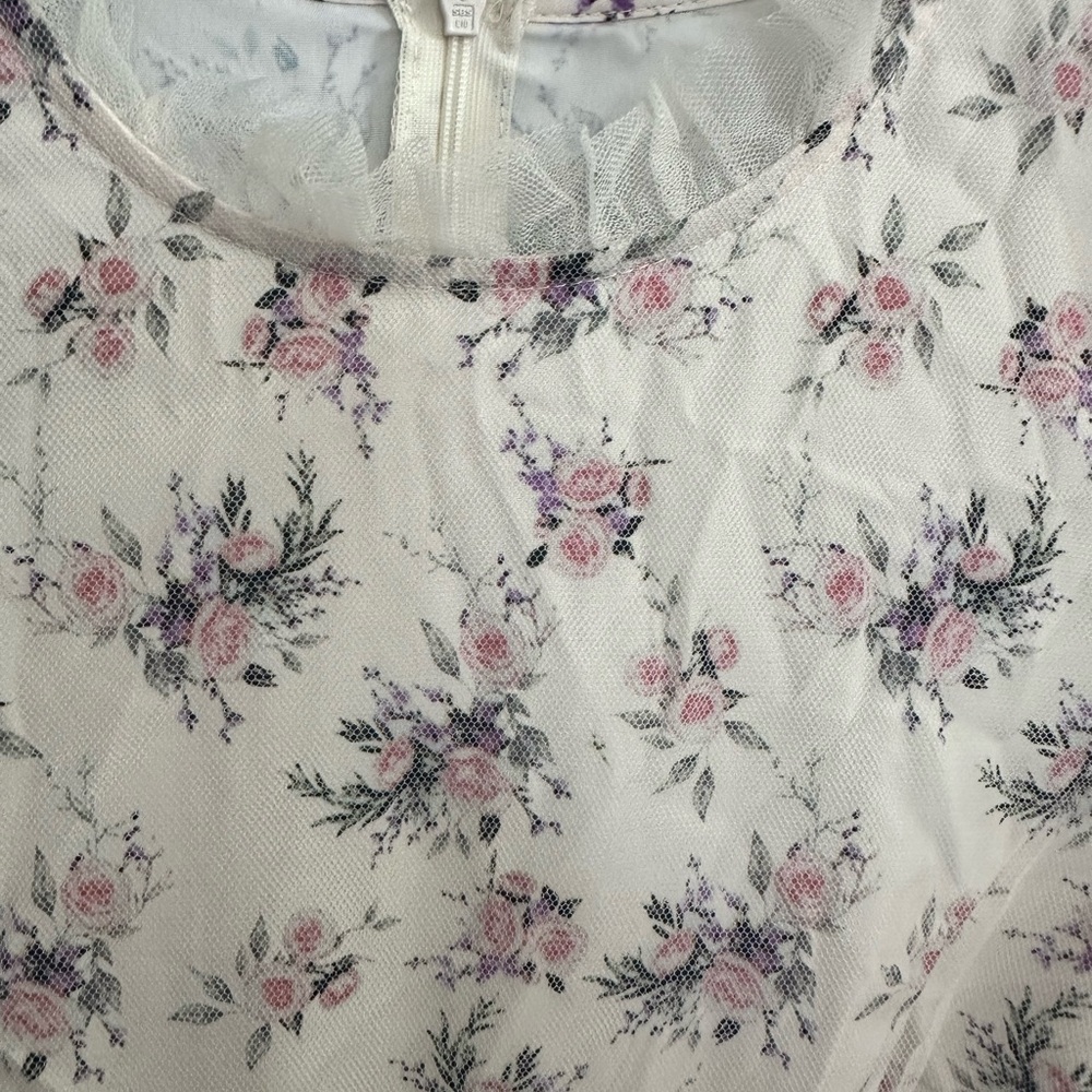 Cottagecore Floral Elegant White Maxi Dress XS - Picture 5 of 7